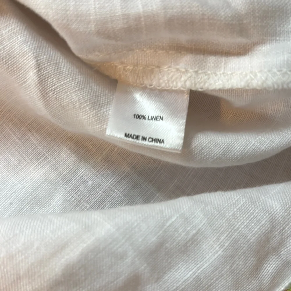 For Cynthia Linen Top Women’s Petite Large White Fringe Coastal Cottagecore - Picture 5 of 8